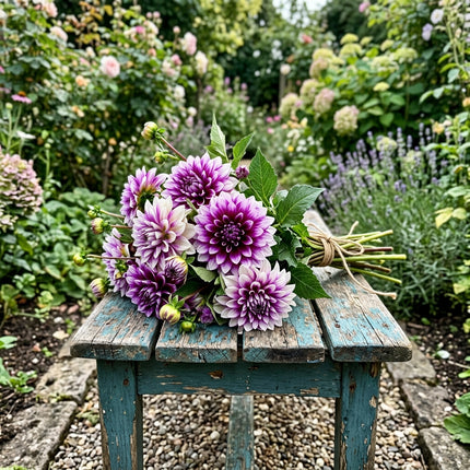 Vibrant 50 Dahlia Flower Seeds, Bicolor Purple - Beautiful Perennial Flowers, for Home Garden, Premium Heirloom Seeds