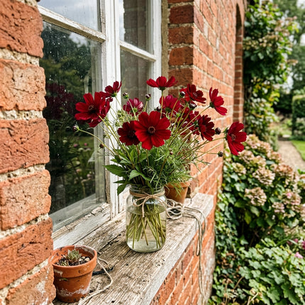 Magnificent 100 Cosmos Flower Seeds, Velvet Red - Vibrant Floral Display, for Home Garden, Stunning Yard Decor