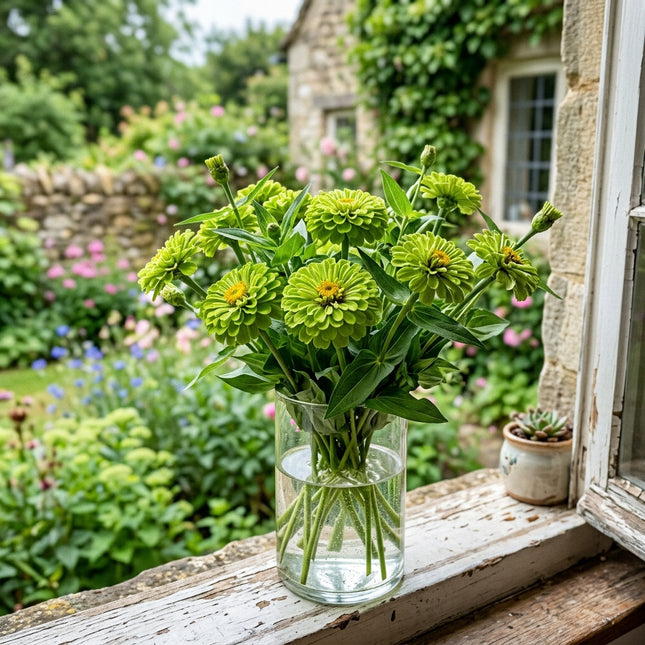 Exquisite 100 Zinnia Flower Seeds, Green - Beautiful Perennial Flowers, Outdoor Patio Decor, Stunning Yard Decor