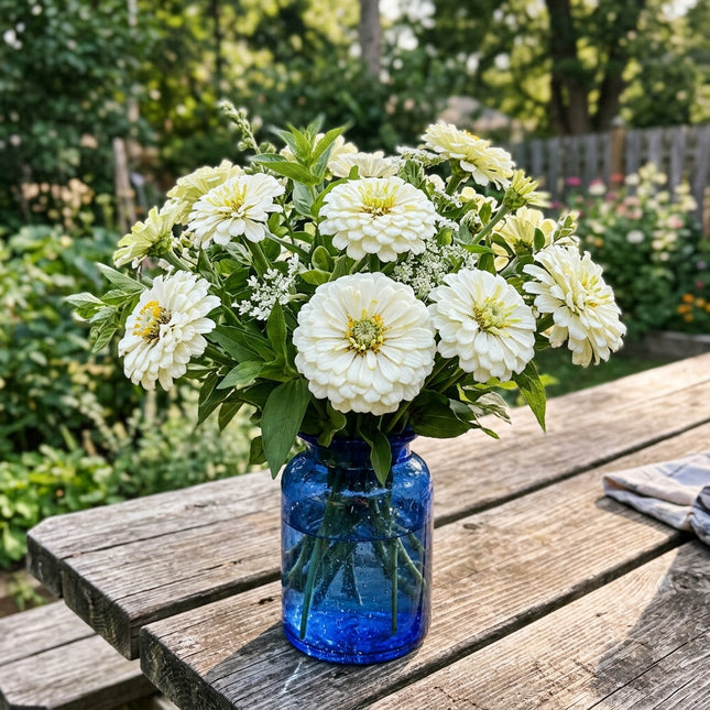 100 Count White Zinnia Seeds - Stunning Yard Decor, for Planting, Vibrant Floral Display