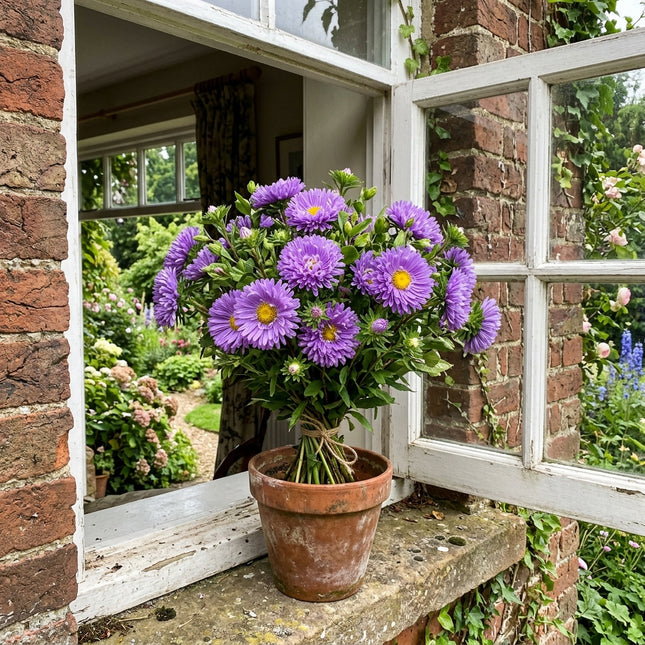 50 Giant Violet Aster Seeds for Home Garden - Long Lasting Patio Blooms, Fast Growing