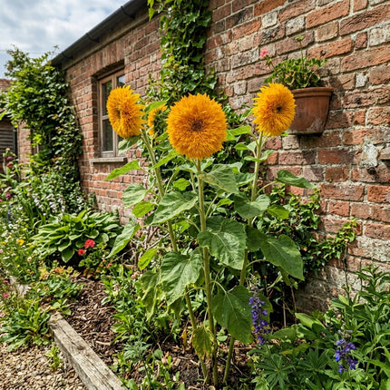 Fresh 100 Double Golden Teddy Bear Sunflower Seeds for Home Gardening - Cut Flower Arrangements, Long Lasting Patio Blooms, Easy to Grow