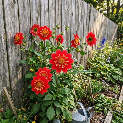 50 Collarette Red Dahlia Seeds for Planting - Beginner Friendly Planting, Cut Flower Arrangements
