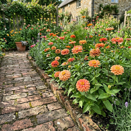 Vibrant 100 Zinnia Flower Seeds, Peach - Fast Growing, Outdoor Patio Decor, Long Lasting Patio Blooms