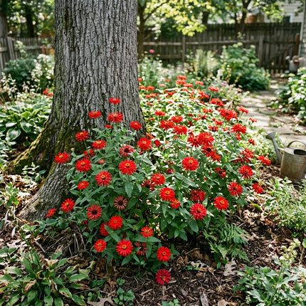 100 Count Cactus Red Zinnia Seeds - Long Lasting Patio Blooms, Nature Inspired Landscape, Beautiful Perennial Flowers