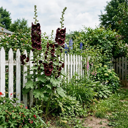 100 Black Hollyhock Seeds for Home Garden - for Garden Borders, Fast Growing