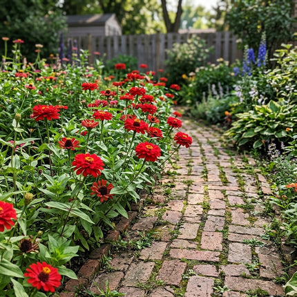 100 Count Scarlet Zinnia Seeds - Stunning Yard Decor, Heirloom Floral Blooms, Cut Flower Arrangements