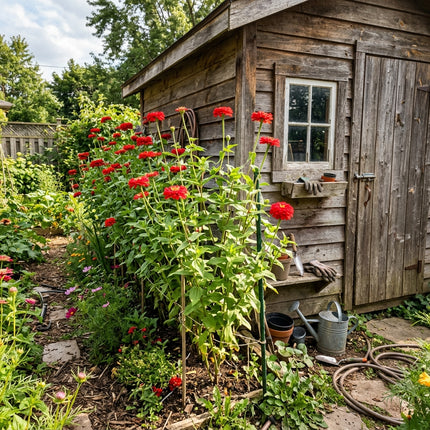 100 Red Zinnia Seeds for Home Garden - Beginner Friendly Planting, Drought Tolerant