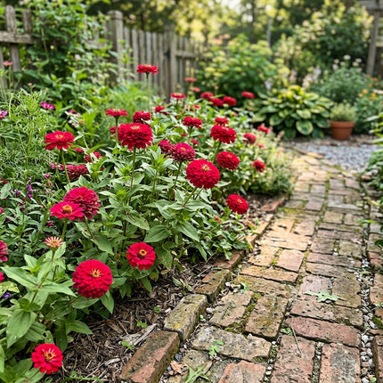 Spectacular 100 Zinnia Flower Seeds, Ruby - Beautiful Perennial Flowers, Nature Inspired Landscape, Beginner Friendly Planting