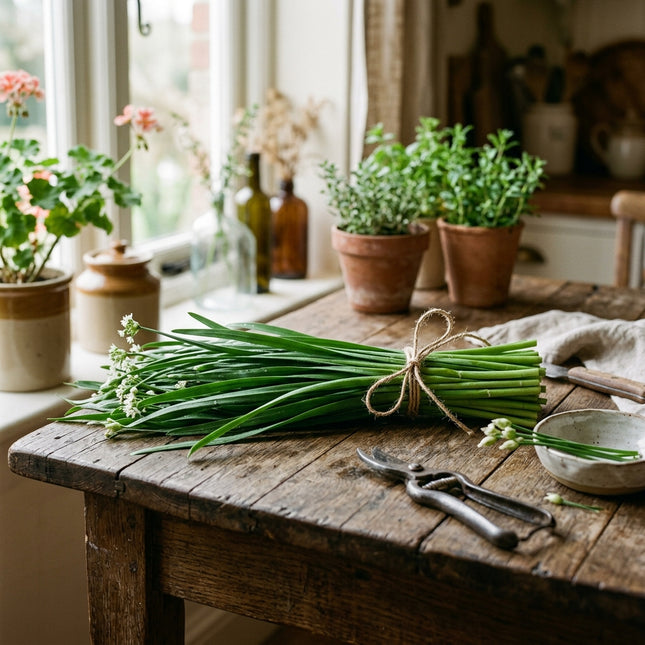 500 Broad Leaf Garlic Chives Seeds for Planting - Premium Heirloom Broad Leaf Garlic Chives Seeds for Home Garden