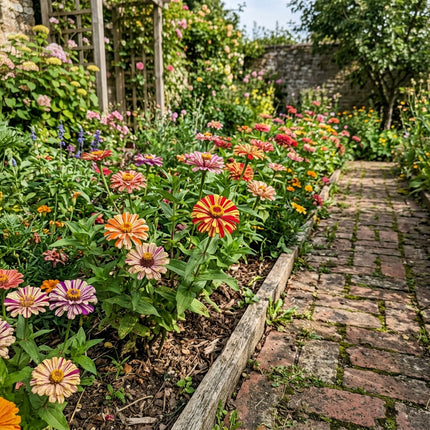 100 Striped Zinnia Seeds Nature Inspired Landscape - Premium Heirloom Seeds, Vibrant Floral Display