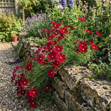 Magnificent 100 Cosmos Flower Seeds, Velvet Red - Vibrant Floral Display, for Home Garden, Stunning Yard Decor