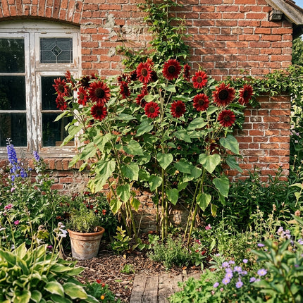 100 Red Sunflower Seeds Heirloom Floral Blooms - Beginner Friendly Planting, Cut Flower Arrangements