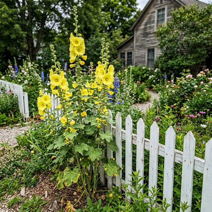 100 Yellow Hollyhock Seeds Nature Inspired Landscape - for Garden Borders, Drought Tolerant