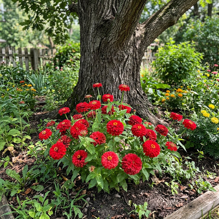 100 Count Double Red Zinnia Seeds - Beginner Friendly Planting, Outdoor Patio Decor, Fast Growing
