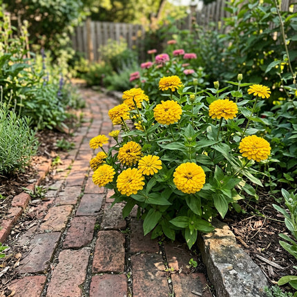 Fresh 100 Double Yellow Zinnia Seeds for Home Gardening - Beautiful Perennial Flowers, Premium Heirloom Seeds, Outdoor Patio Decor
