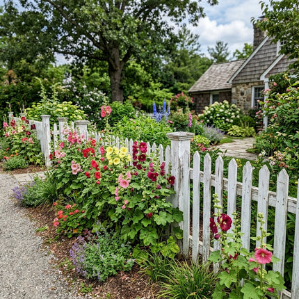 100 Dwarf Mixed Hollyhock Seeds for Planting - Long Lasting Patio Blooms, Drought Tolerant