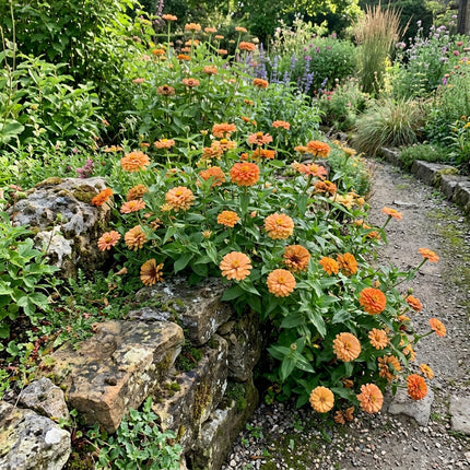 100 Apricot Zinnia Seeds Heirloom Floral Blooms - for Garden Borders, Fast Growing