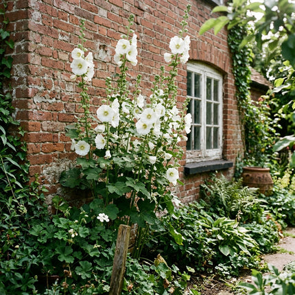 Fresh 100 White Hollyhock Seeds for Home Gardening - Beautiful Perennial Flowers, Premium Heirloom Seeds, for Home Garden