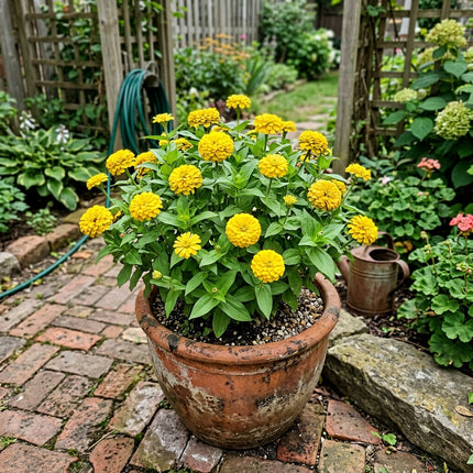 100 Pompon Yellow Zinnia Seeds for Planting - for Garden Borders, Beautiful Perennial Flowers