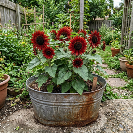 100 Red Sunflower Seeds Heirloom Floral Blooms - Beginner Friendly Planting, Cut Flower Arrangements