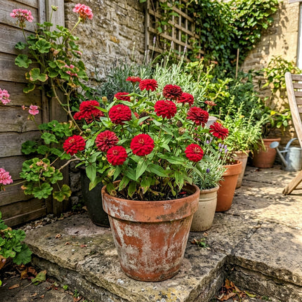 100 Count Double Red Zinnia Seeds - Beginner Friendly Planting, Outdoor Patio Decor, Fast Growing