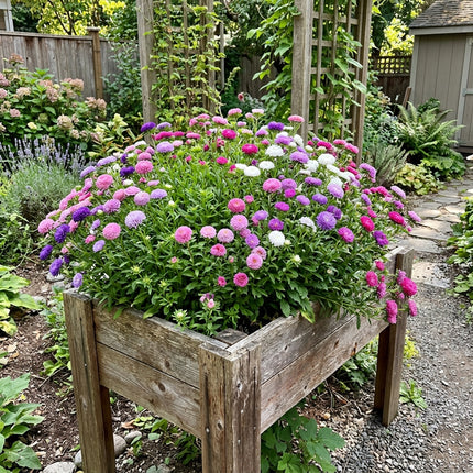 Beautiful 50 Aster Flower Seeds, Pompon - Beautiful Perennial Flowers, Heirloom Floral Blooms, Stunning Yard Decor