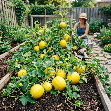 25 Golden Beauty Melon Seeds for Planting - Premium Heirloom Golden Beauty Melon Seeds for Home Garden