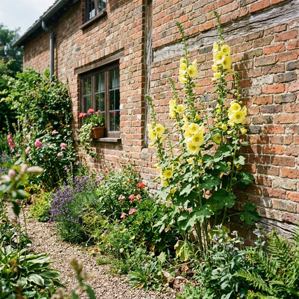100 Yellow Hollyhock Seeds Nature Inspired Landscape - for Garden Borders, Drought Tolerant