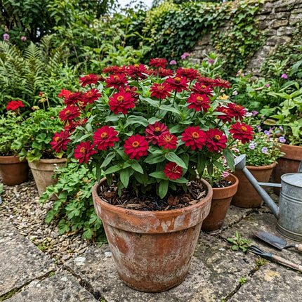 Spectacular 100 Zinnia Flower Seeds, Ruby - Beautiful Perennial Flowers, Nature Inspired Landscape, Beginner Friendly Planting