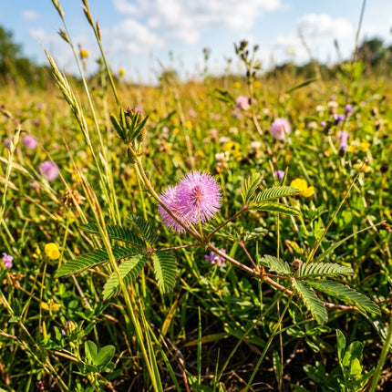 Spectacular 100 Sensitive Plant Flower Seeds, Pink - Drought Tolerant, Nature Inspired Landscape, Beginner Friendly Planting