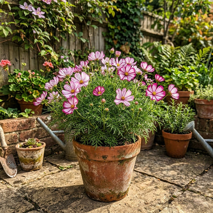 Elegant 100 Cosmos Flower Seeds, Striped - Vibrant Floral Display, Nature Inspired Landscape, Long Lasting Patio Blooms