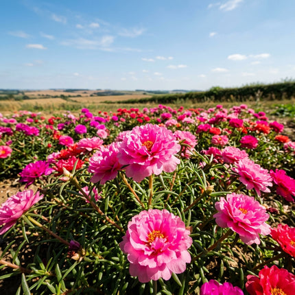 Spectacular 500 Double Portulaca Flower Seeds, Pink - Drought Tolerant, Nature Inspired Landscape, Beginner Friendly Planting