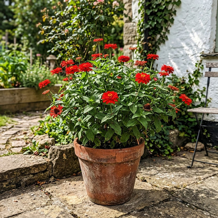 100 Count Cactus Red Zinnia Seeds - Long Lasting Patio Blooms, Nature Inspired Landscape, Beautiful Perennial Flowers
