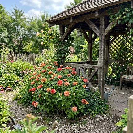 100 Apricot Zinnia Seeds Heirloom Floral Blooms - for Garden Borders, Fast Growing