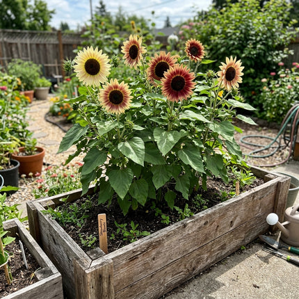 Fresh 100 Strawberry Blonde Sunflower Seeds for Home Gardening - Beautiful Perennial Flowers, for Garden Borders, Heirloom Floral Blooms