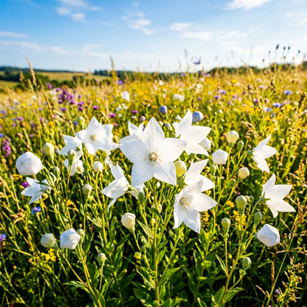 Spectacular 500 Balloon Flower Flower Seeds, White - Drought Tolerant, Nature Inspired Landscape, Beginner Friendly Planting