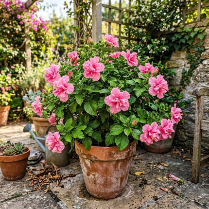 100 Count Double Pink Hibiscus Seeds - for Garden Borders, Nature Inspired Landscape, Cut Flower Arrangements