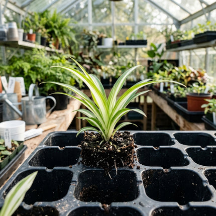 1 Live Variegated Spider Plant Cutting - Rooted Houseplant Starter Plant for Indoor Home Decor and Air Purification