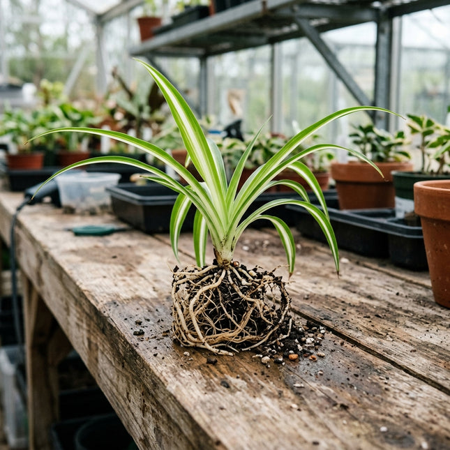 1 Live Variegated Spider Plant Cutting - Rooted Houseplant Starter Plant for Indoor Home Decor and Air Purification