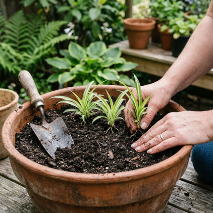 3 Live Variegated Spider Plant Cuttings - Rooted Houseplant Starter Plant for Indoor Home Decor and Air Purification
