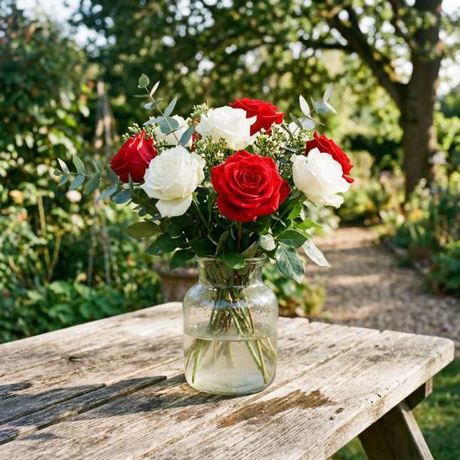 50 Premium Red White Gradient Rose Seeds - Beautiful Garden Flowers for Planting