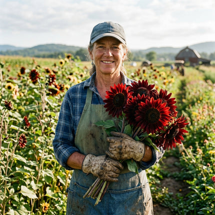 100 Chocolate Cherry Sunflower Seeds for Planting - Deep Chocolate & Burgundy Red Sunflowers - Striking Garden Blooms