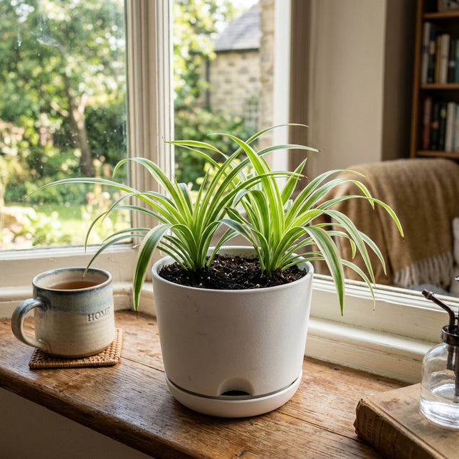 2 Live Variegated Spider Plant Cuttings - Rooted Houseplant Starter Plant for Indoor Home Decor and Air Purification