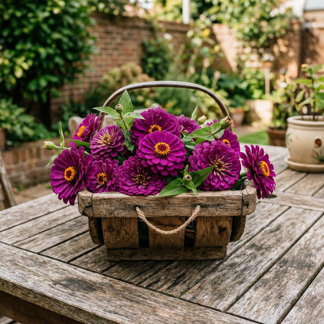 100 Purple Zinnia Seeds for Planting - Heirloom Purple Zinnia Flower Seeds for Home Garden