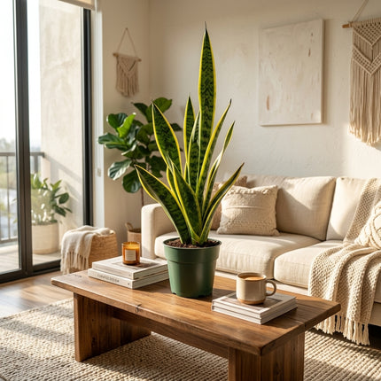 Live Snake Plant in 4" Nursery Pot - Sansevieria Laurentii with Yellow Edges - Low Light & Drought Tolerant Indoor Houseplant