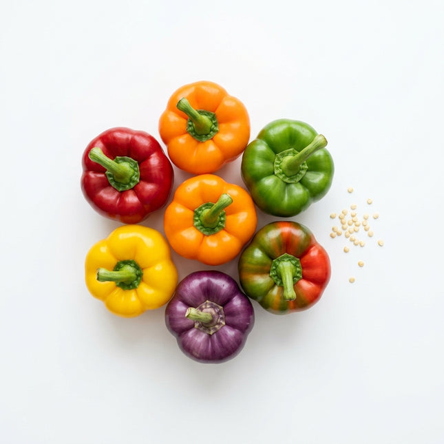 100 Rainbow Bell Pepper Seeds for Planting - Sweet, Colorful & High Yielding Vegetable Seeds for Home Garden - Grow Vibrant Crisp Peppers