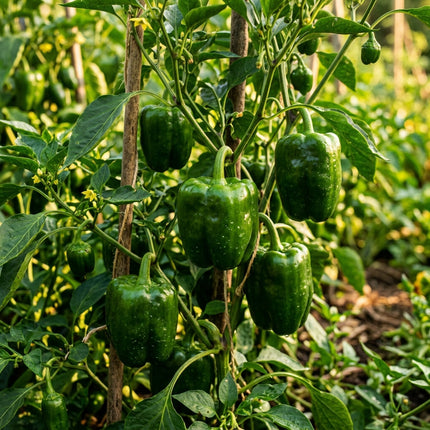 50 Green Bell Pepper Seeds for Planting - Crisp & Sweet Vegetable Seeds for Home Garden - Grow Highly Productive Sweet Peppers