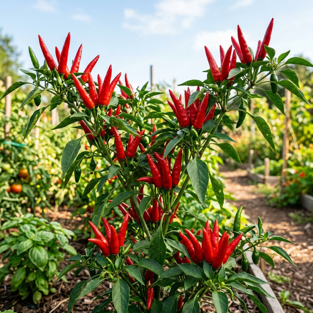500 Facing Heaven Pepper Seeds for Planting - Spicy, Fiery & High Yielding Chili Seeds for Home Garden - Authentic Asian Chao Tian Jiao