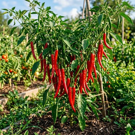 250 Long Red Beauty Chili Pepper Seeds for Planting - Sweet, Spicy & High Yielding Vegetable Seeds for Home Garden - Vibrant Slender Peppers